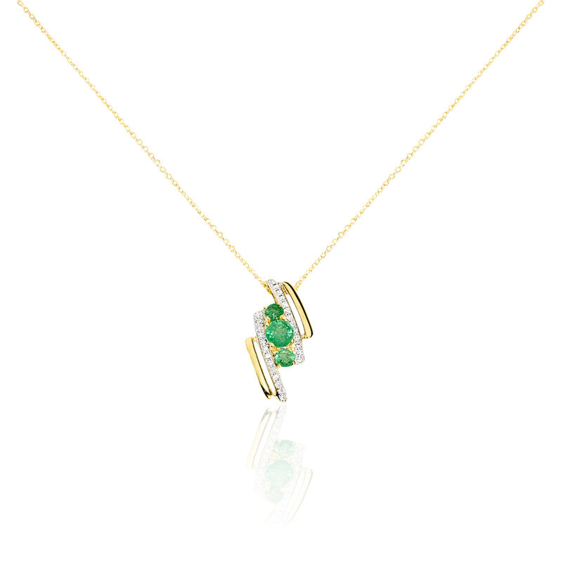 Collier Or Jaune Diamant Et Emeraude - Spannringe Damen | OROVIVO
