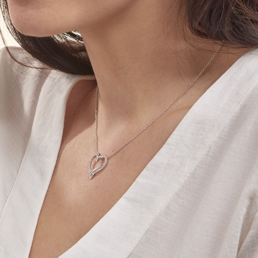 Damen Halskette Silber 925 Zirkonia Herz - Halsketten Damen | OROVIVO