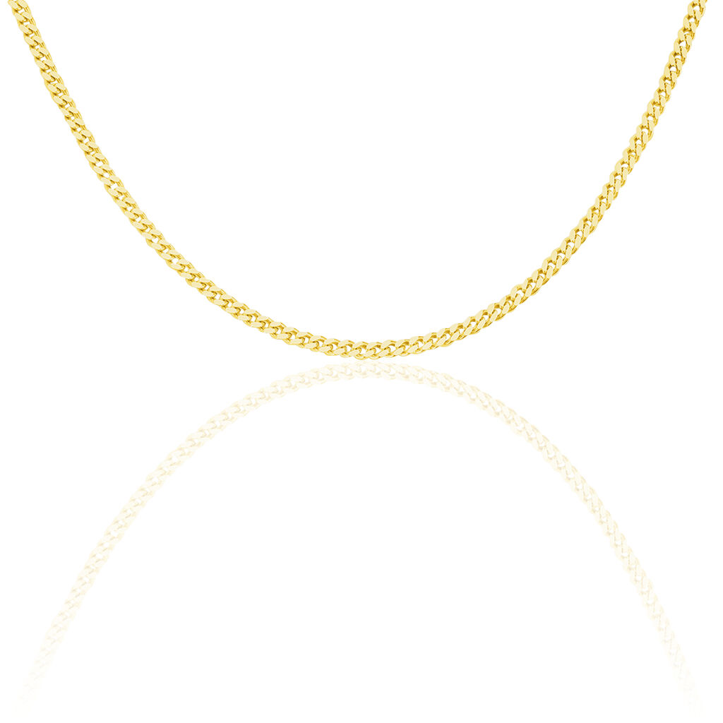 PANZER S FLACH 5 Damen Kette Silber vergoldet 925 B 2 mm, Kette ohne Stein