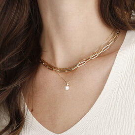 Damen Halskette Gold 375 Zuchtperlen Zirkonia Willow - Ketten mit Anhänger Damen | OROVIVO