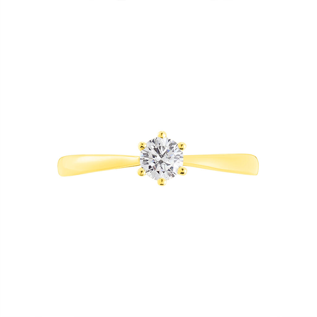 Damen Ring Gold 375 (9 Karat) Zirkonia Wei&szlig; 0,48 ct B 17 mm