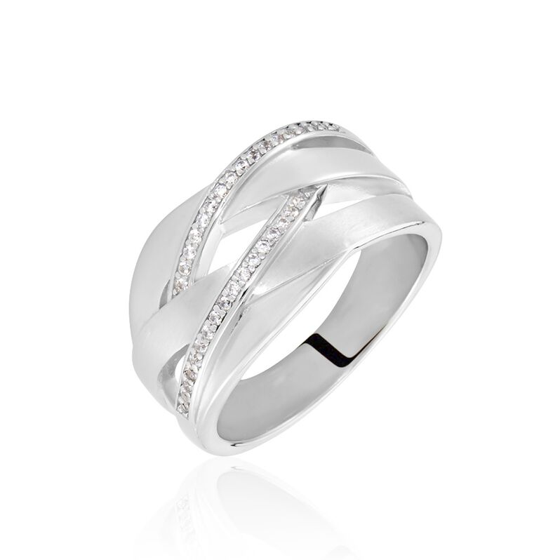 Damen Ring Silber 925 Zirkonia gekreuzt Breite 10mm Suna - Ringe mit Stein Damen | OROVIVO