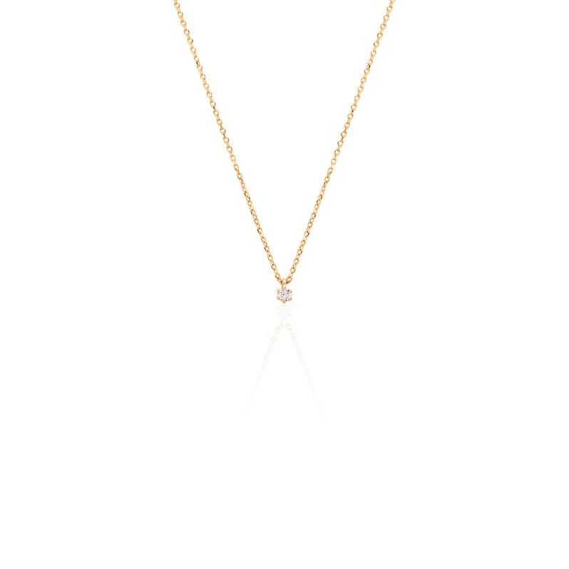 MONOPOLI Damen Collier Gold 585 (14 Karat) Diamant Wei&szlig; 0,060 ct - Halsketten Damen | OROVIVO