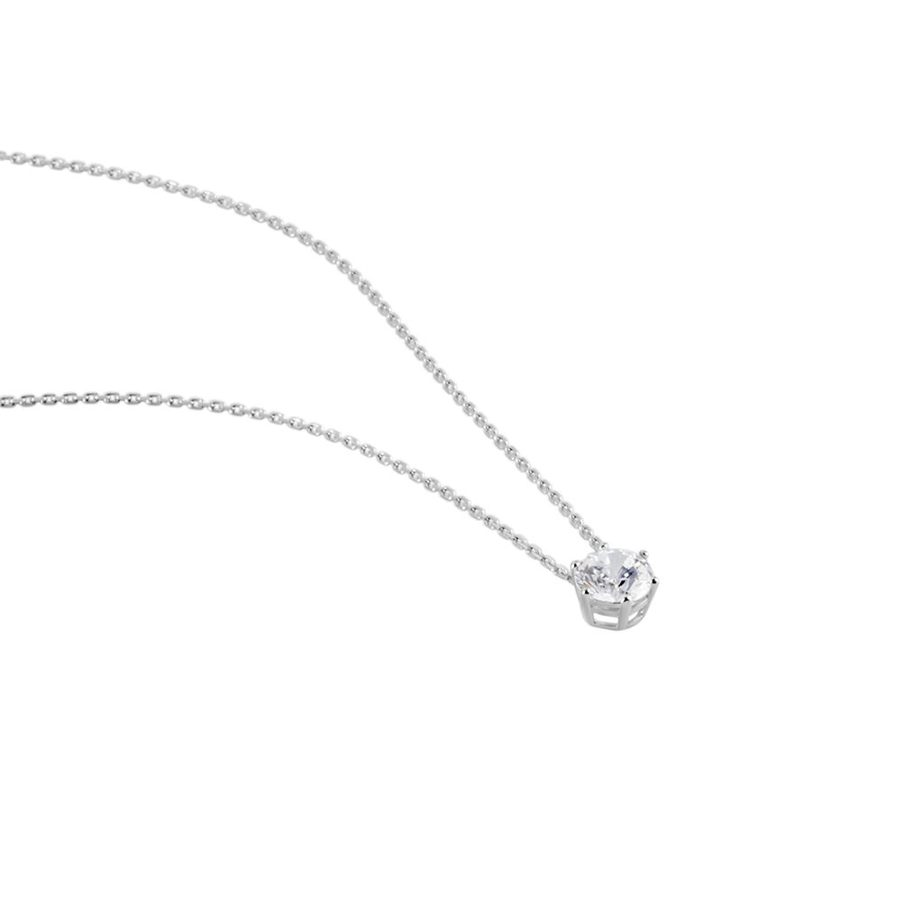 Damen Collier Weißgold 375 Zirkonia Krappe 6 - Halsketten Damen | OROVIVO