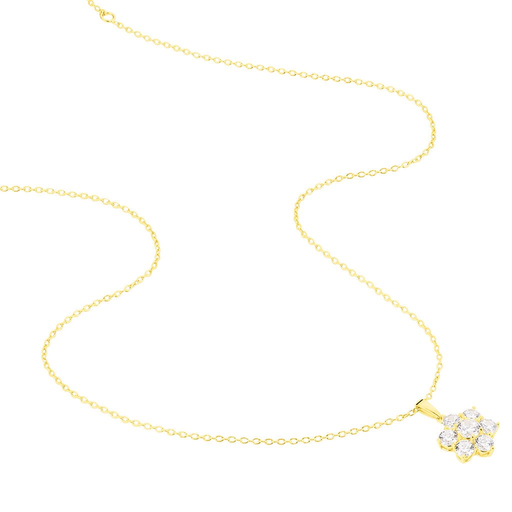 Damen Collier Gold 375 Zirkonia Blume Pentas - Halsketten Damen | OROVIVO