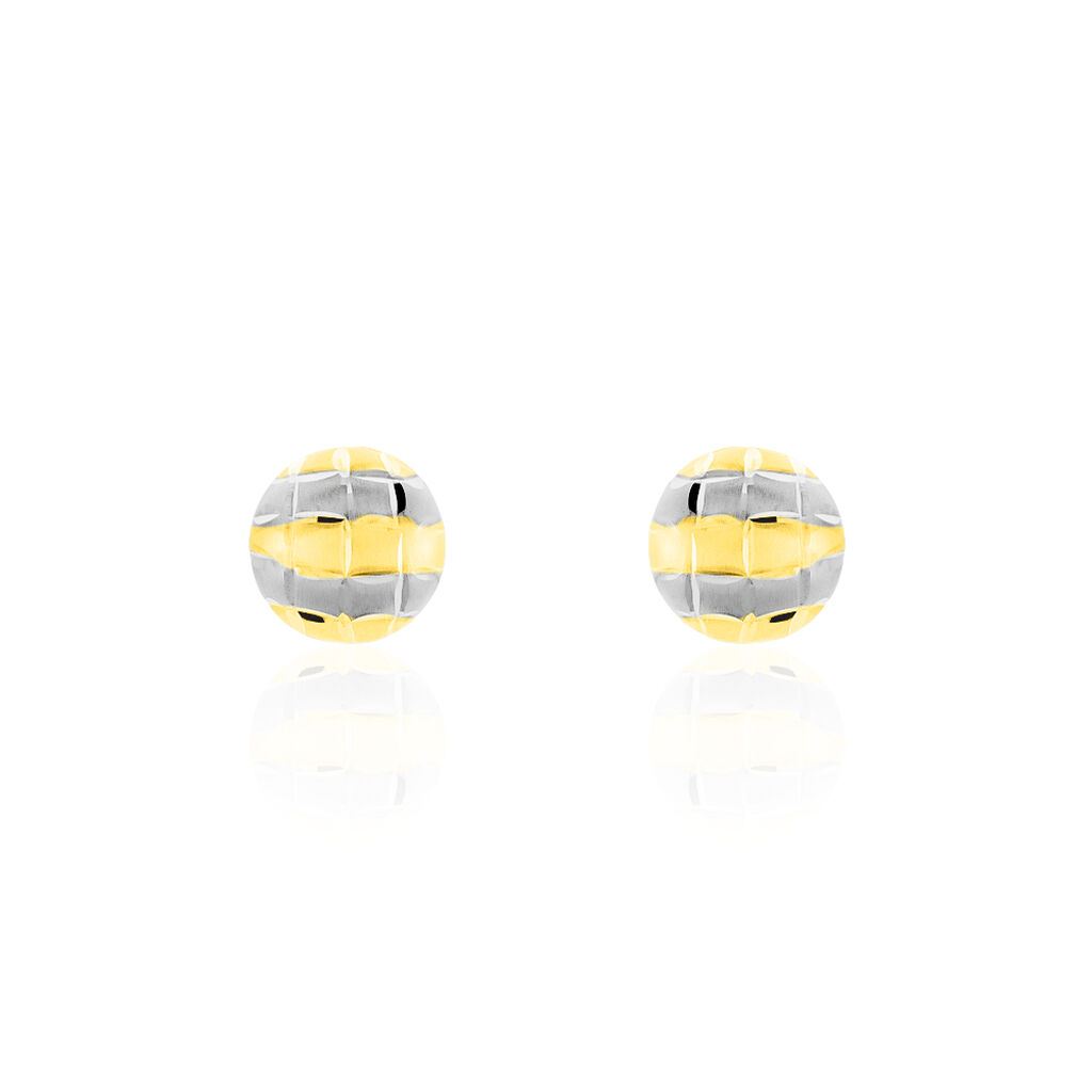 TAKKA Damen Ohrstecker Gold Bicolor 375 (9 Karat) Halbkugel, Ohrstecker ohne Stein