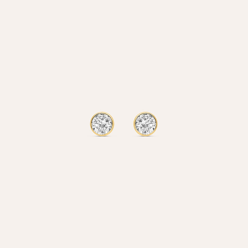 Orecchini Lobo Punto Luce Bon Ton Oro Giallo Cubic Zirconia - Spannringe Damen | OROVIVO