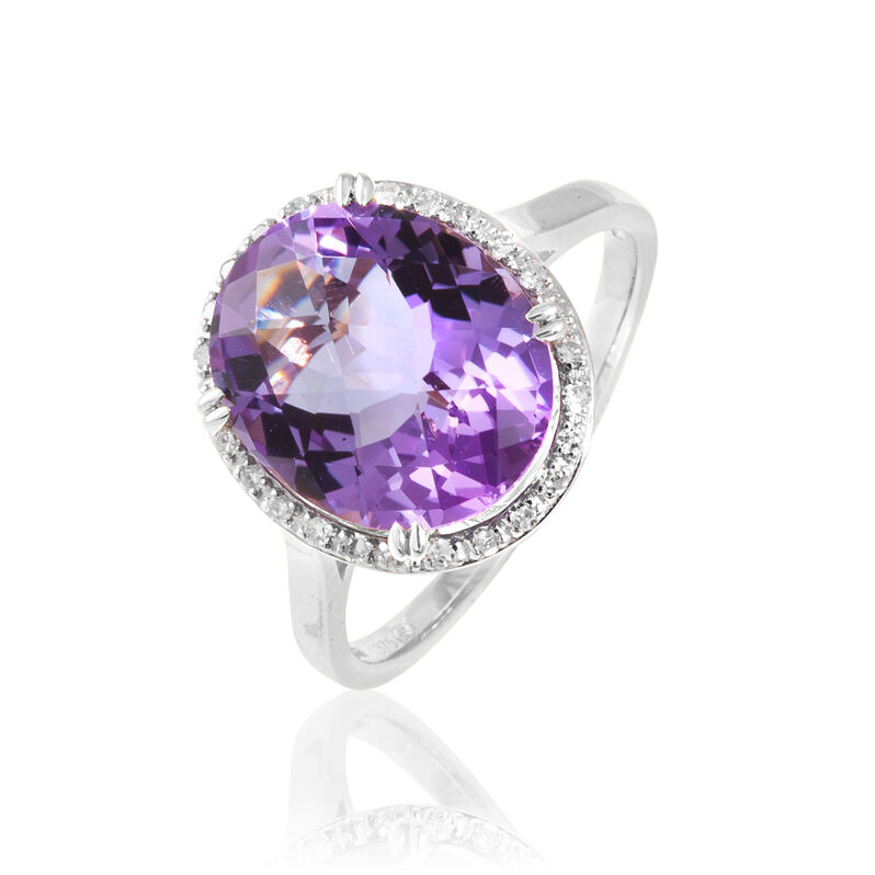 Bague Anna Or Blanc Amethyste Et Diamant - Spannringe Damen | OROVIVO