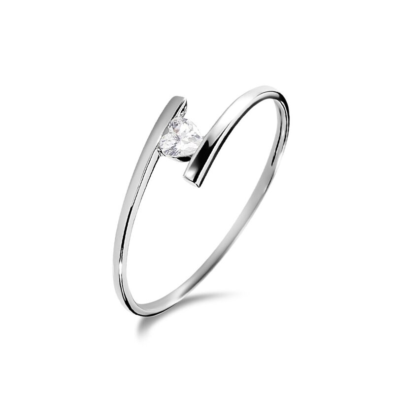 Anello Solitario Claire Oro Bianco Cubic Zirconia - Spannringe Damen | OROVIVO