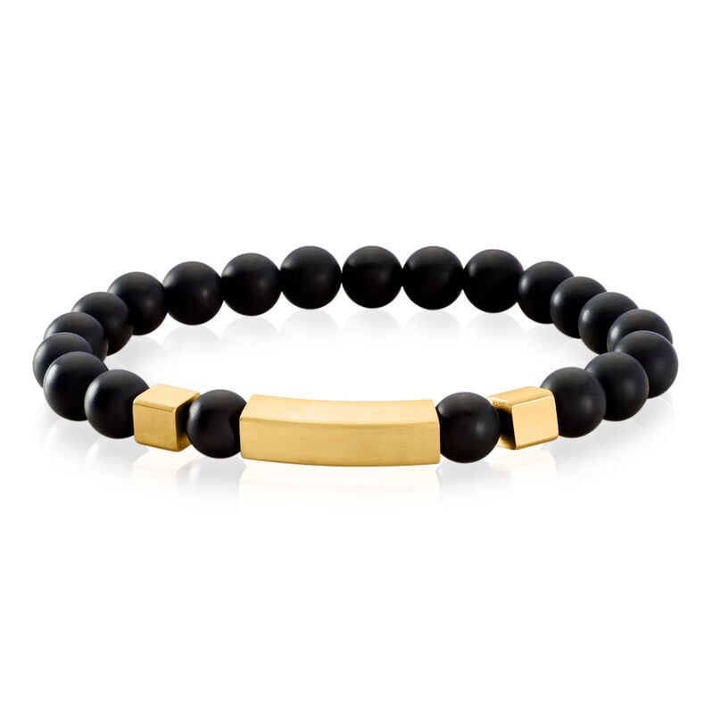 RAMON Herren Armband Edelstahl vergoldet Achat Schwarz - Armb&auml;nder Herren | OROVIVO