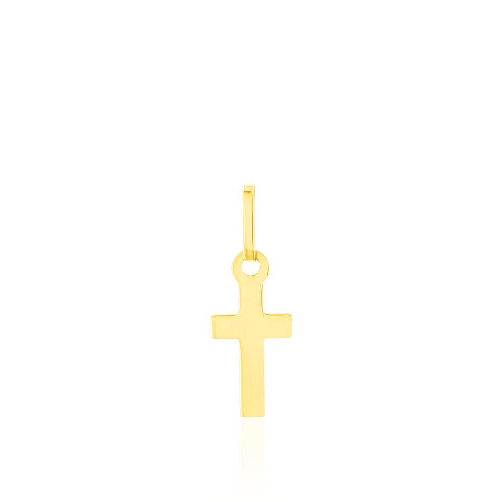 ALYSSA KREUZ 7 Unisex Anh&auml;nger Gold 333 (8 Karat) Zirkonia Wei&szlig; Religi&ouml;ses Kreuz