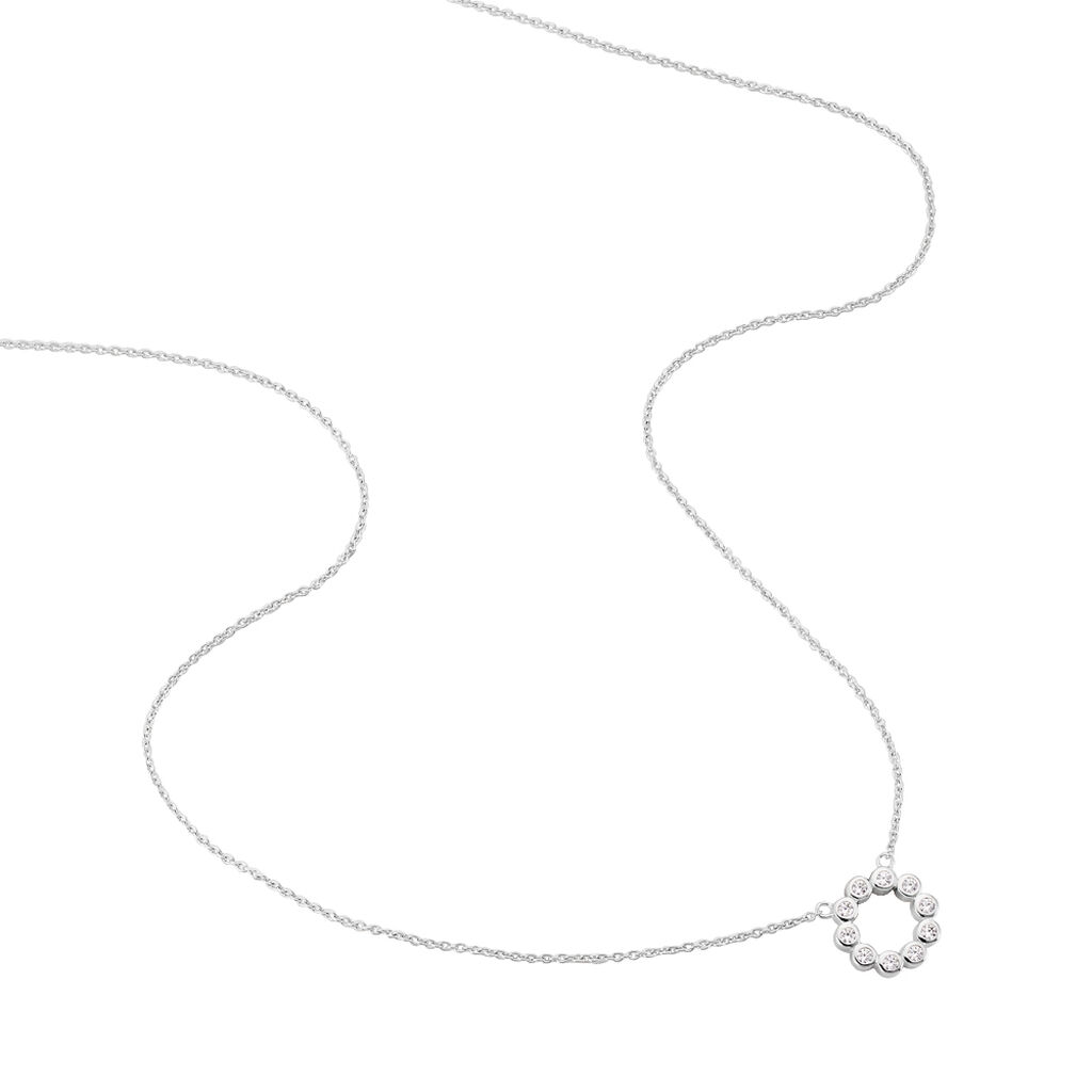 NJOLLA Damen Collier Silber 925 Zirkonia Wei&szlig; Kreis