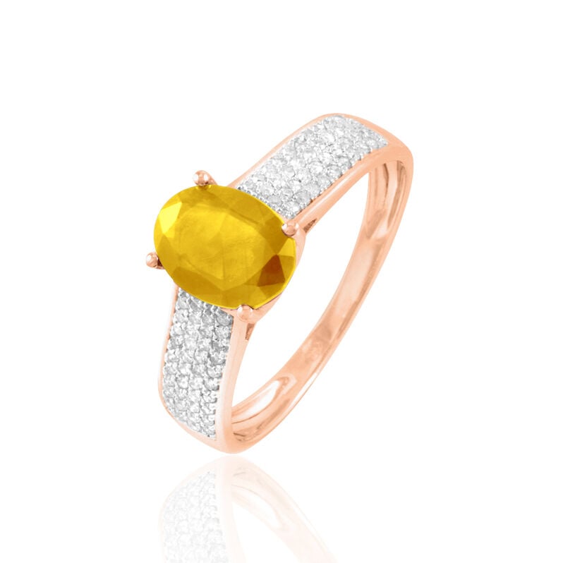 Bague Crista Or Rose Citrine Et Diamant - Spannringe Damen | OROVIVO