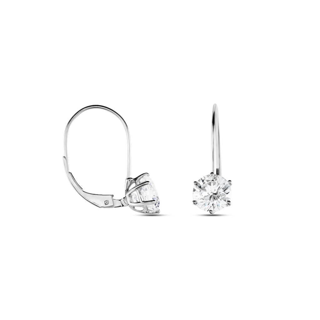 KRAPPE 6 Damen Ohrringe Lang Wei&szlig;gold 375 (9 Karat) Zirkonia Wei&szlig; 2,95 ct