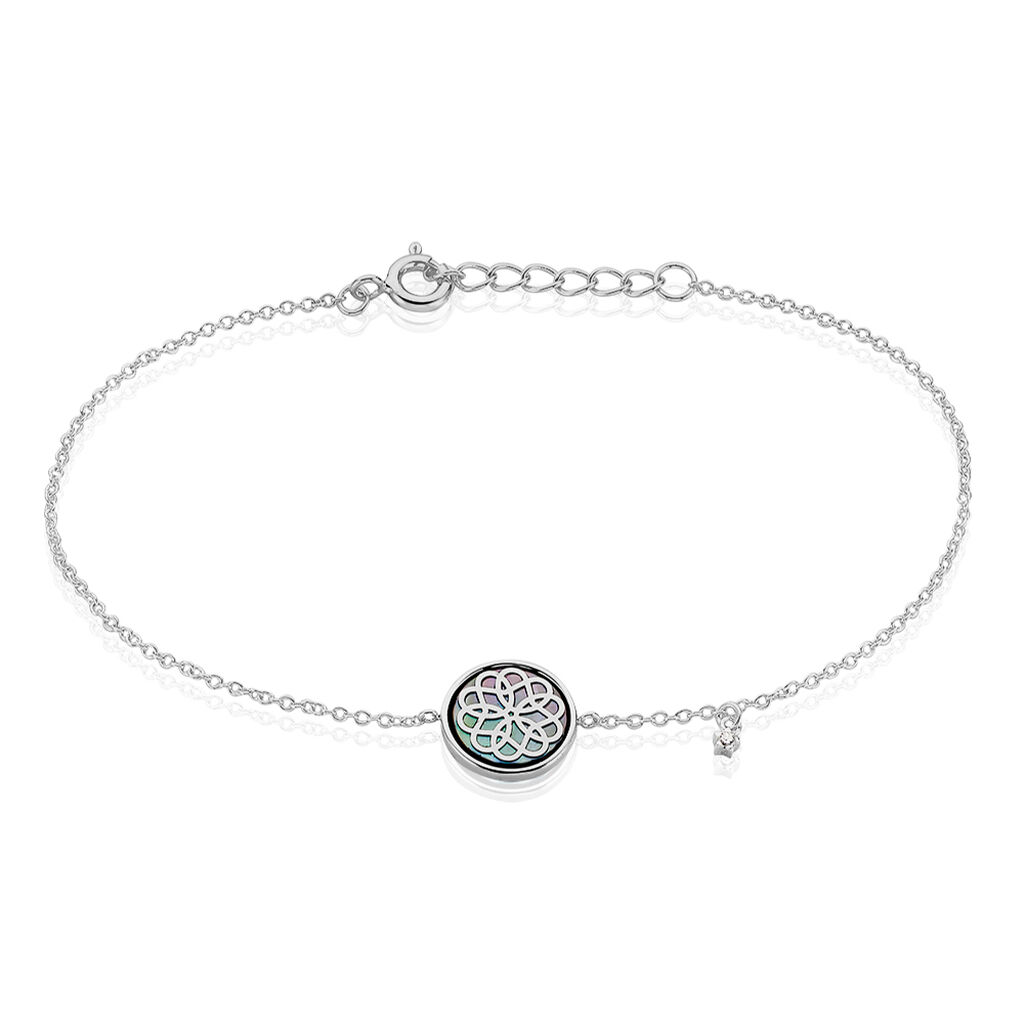 GRACY Damen Armband Silber 925 Zirkonia Weiß Rosette - Armbänder mit Anhänger Damen | OROVIVO