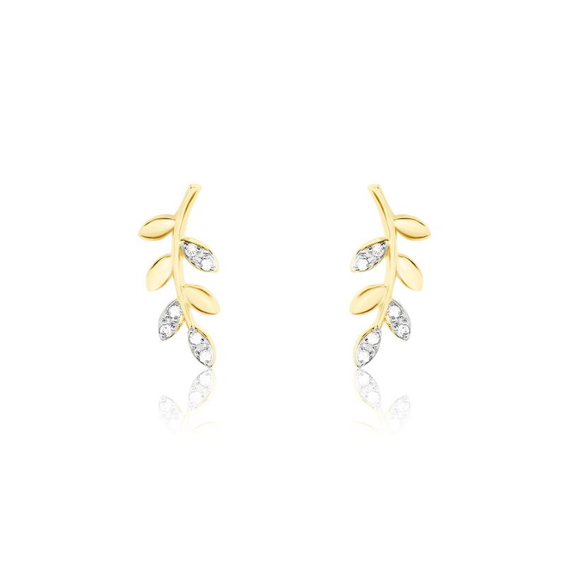 Boucles D'oreilles Puces Palmiro Or Jaune Diamant - Spannringe Damen | OROVIVO