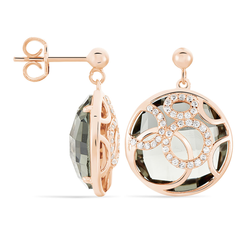 Damen Ohrstecker Lang Silber 925 Rosé Vergoldet - Ohrringe mit Stein Damen | OROVIVO