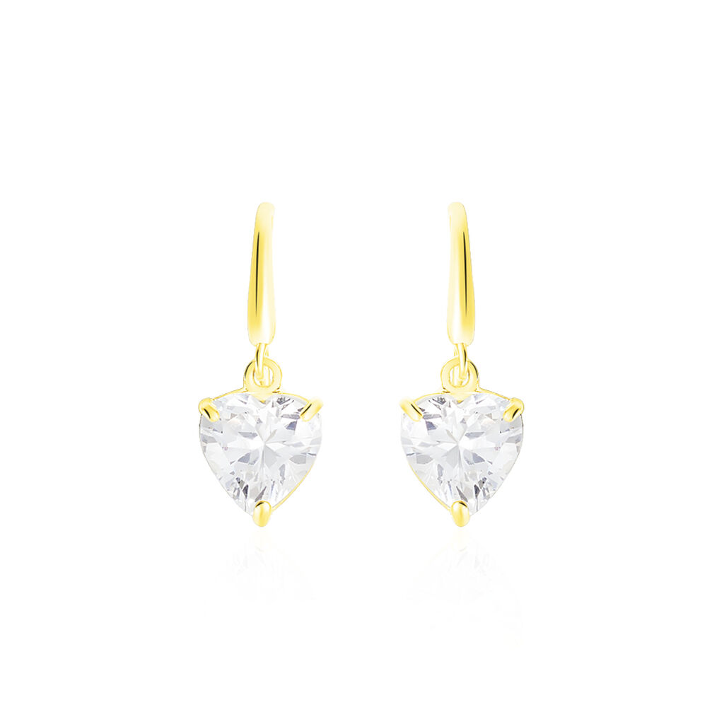 🦚 Damen Ohrringe Lang Gold 375 Zirkonia Herz Herz Gold , Ohrringe Lang mit Stein