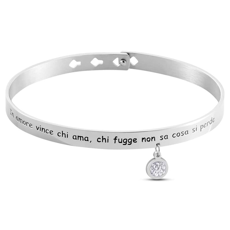 Bangle Lady Message Acciaio Love e Cristalli - Spannringe Damen | OROVIVO