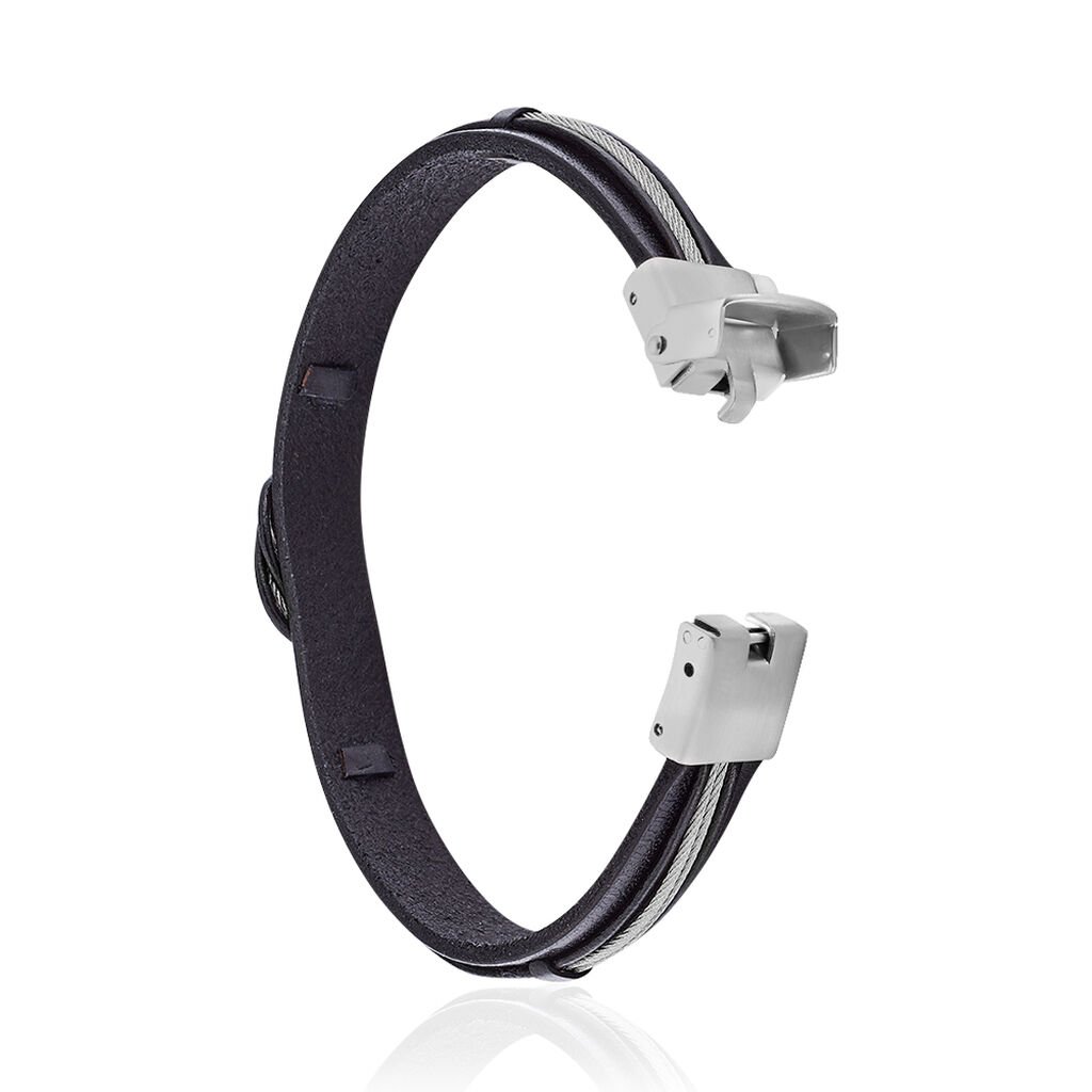 Herren Lederarmband Edelstahl Schwarz Knoten - Armbänder mit Anhänger Herren | OROVIVO