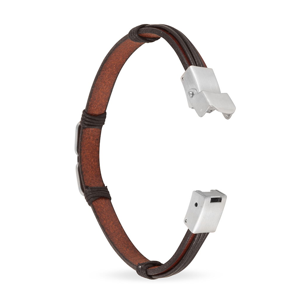 Herren Lederarmband Edelstahl Schwarz - Armbänder Herren | OROVIVO