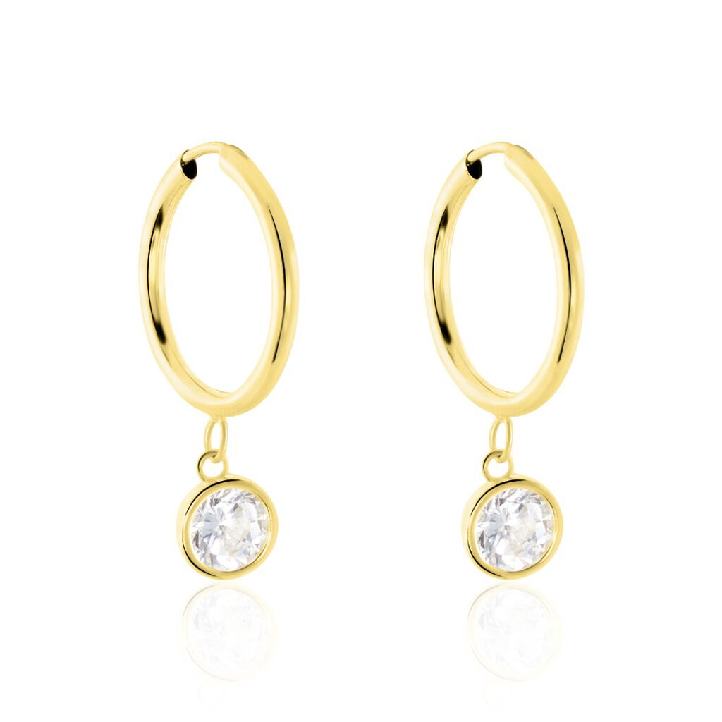 🦚 Damen Creolen Gold 375 Zirkonia Zarge 12,00mm , Creolen mit Stein