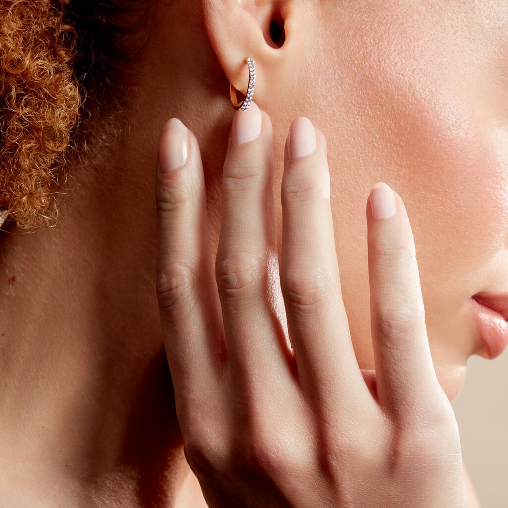 SANDRINE 002 Damen Creolen Gold 375 (9 Karat) Strass Wei&szlig;