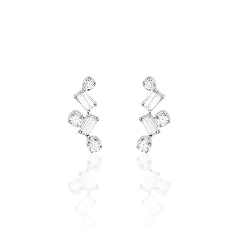 Damen Ohrstecker Lang Weißgold 375 Diamant 0,16ct - Ohrstecker Damen | OROVIVO