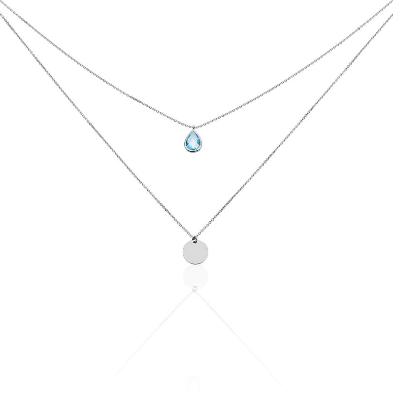 MODOU 2 Damen Collier Wei&szlig;gold 375 (9 Karat) Topas Blau 0,12 ct Tropfen - Halsketten Damen | OROVIVO