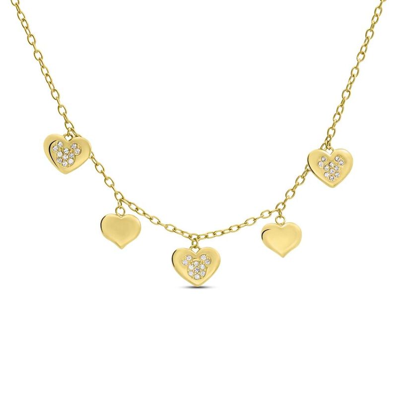 Collana Mickey Mouse & Friends Acciaio Dorato Cristallo - Spannringe Damen | OROVIVO