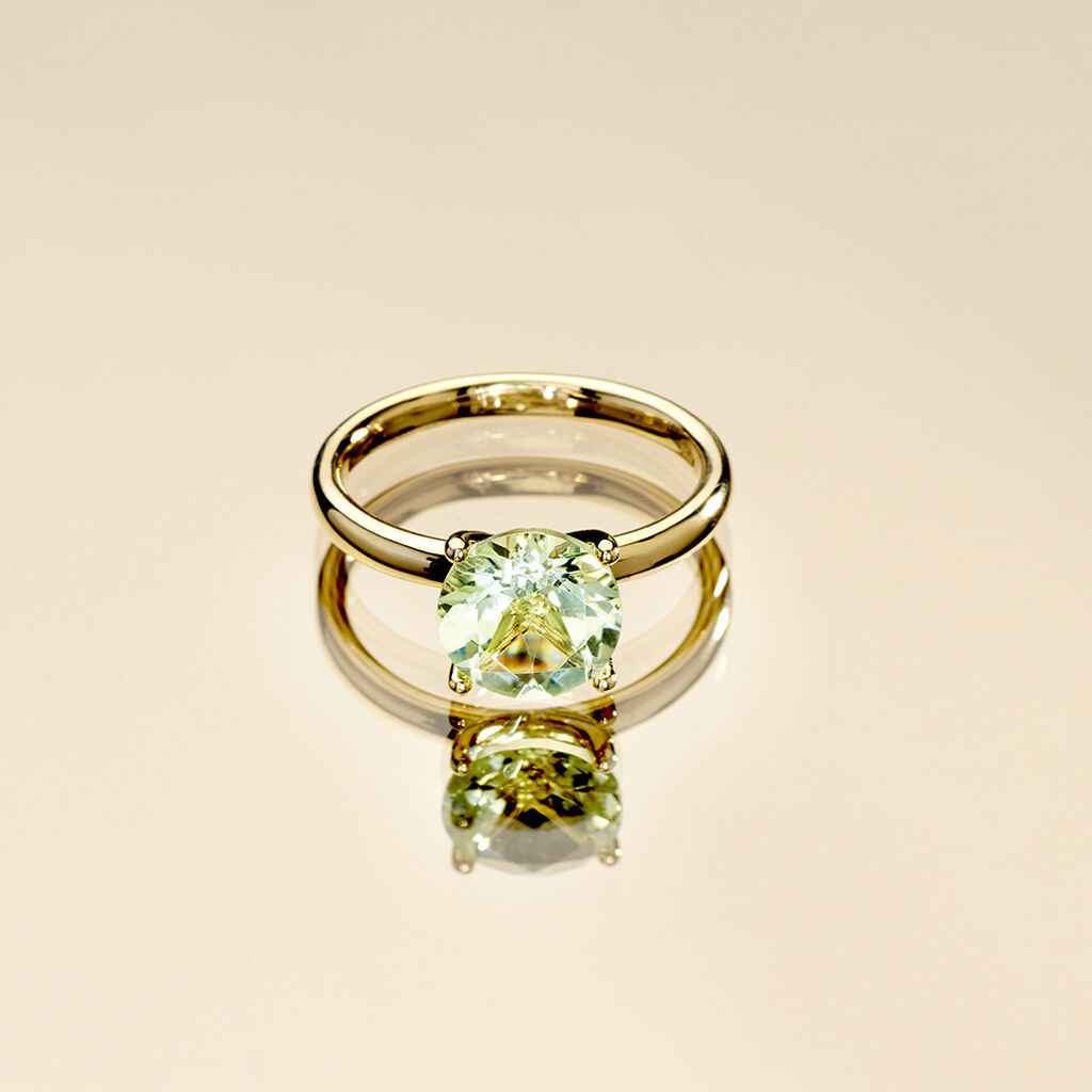 BONI Damen Ring Silber vergoldet 925 Glas Gr&uuml;n B 2,41 mm