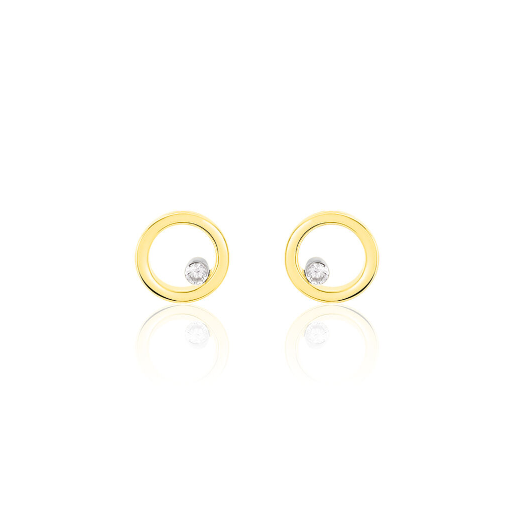 Damen Ohrstecker Gold 750 Diamant 0,06ct Kreis Invisible  - Ohrstecker Damen | OROVIVO
