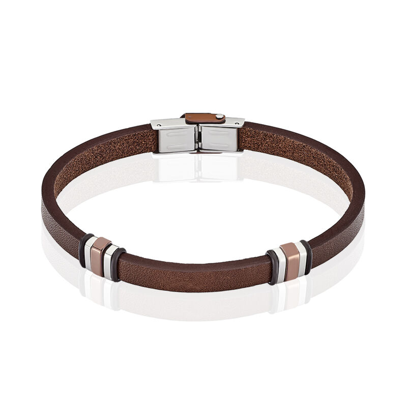 Herren Lederarmband Edelstahl Schwarz Braun - Armbänder Herren | OROVIVO