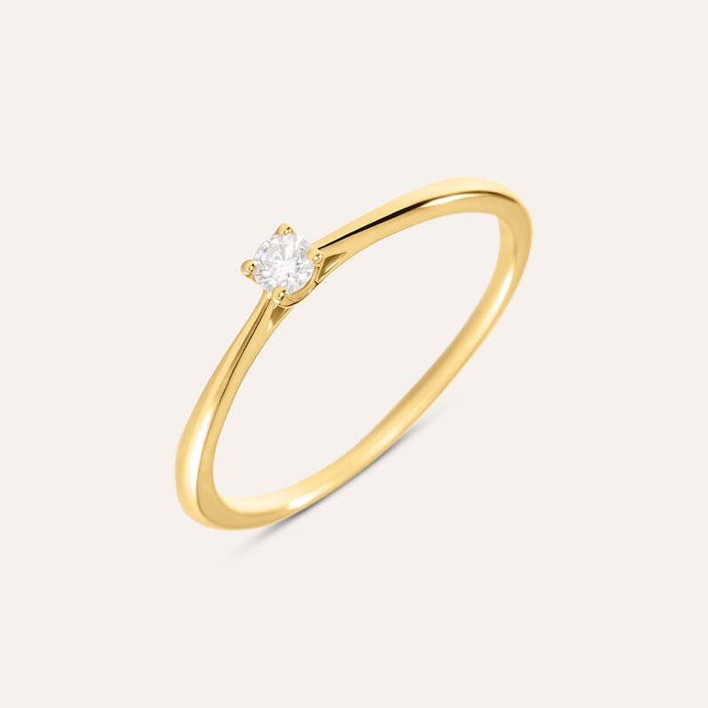 Anello Solitario Grace Oro Giallo Diamante - Spannringe Damen | OROVIVO