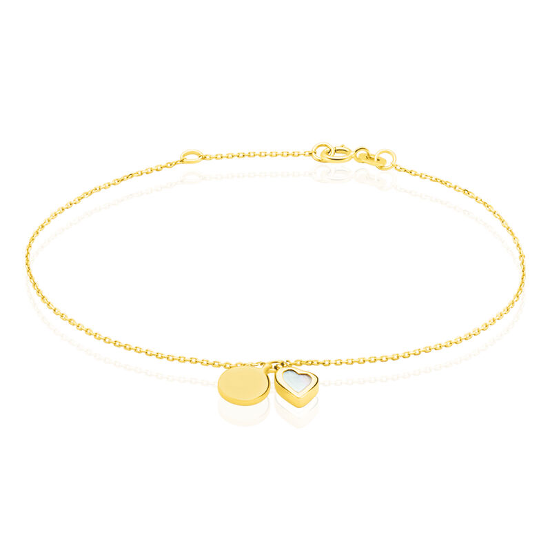 Damen Armband Gold 375 Perlmutt Perlmutt Herz Alva - Armbänder mit Gravur Damen | OROVIVO