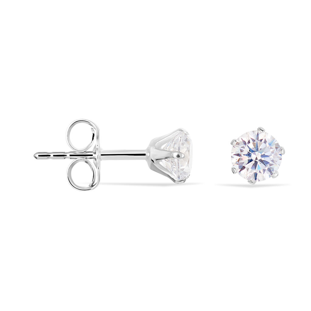 Damen Ohrstecker Weißgold 375 Zirkonia Kreis Krappe 6  - Ohrstecker Damen | OROVIVO