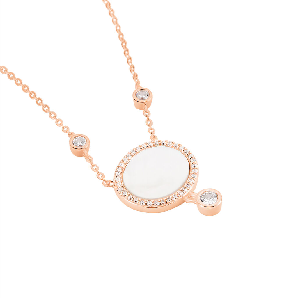 Damen Collier Silber rosevergoldet 925 Zirkonia Kreis Oval Alessandrina - Halsketten Damen | OROVIVO