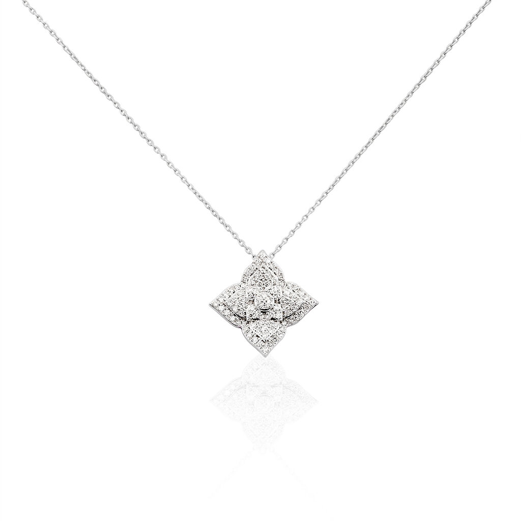 Collier Or Weiss Aelai Diamant Fleurs - Spannringe Damen | OROVIVO