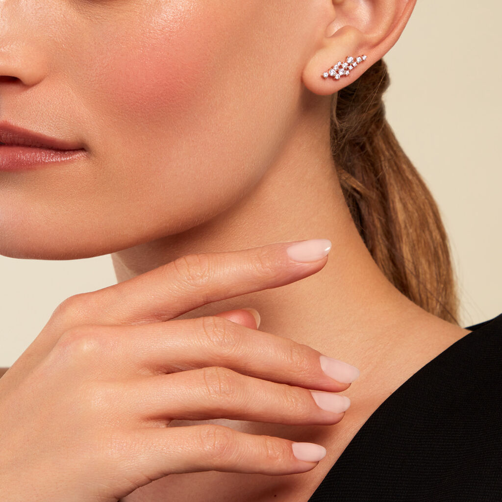 FABIANA Damen Ohrschmuck Vergoldet Zirkonia Weiß - Ohrringe mit Stein Damen | OROVIVO