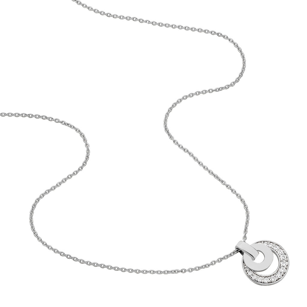 BE ROUND Damen Collier Silber 925 Zirkonia Wei&szlig; Kreis