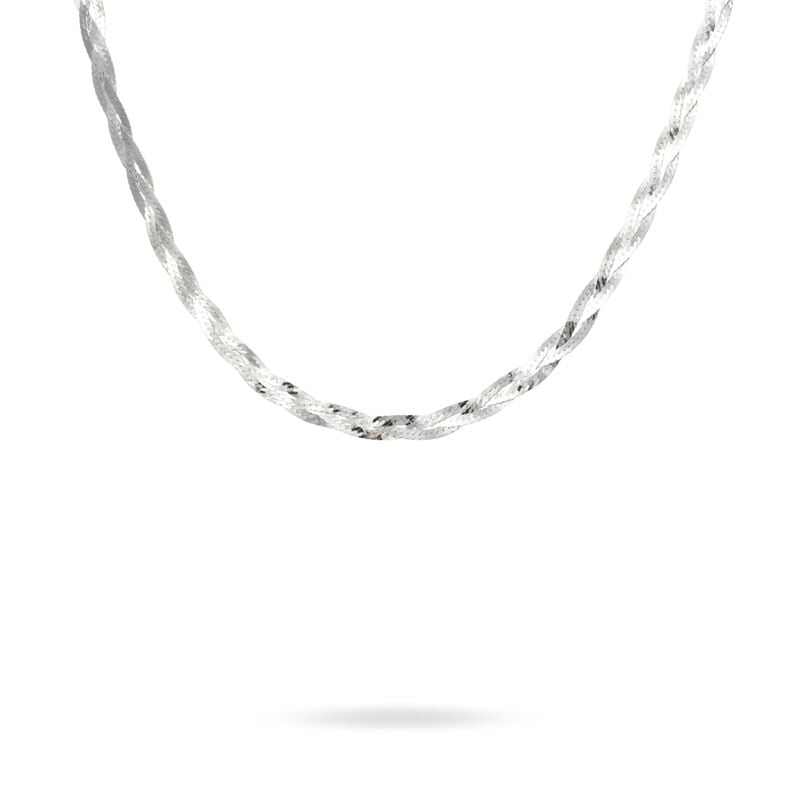 Collier Elae Maille Tresse Argent Blanc - Spannringe Damen | OROVIVO