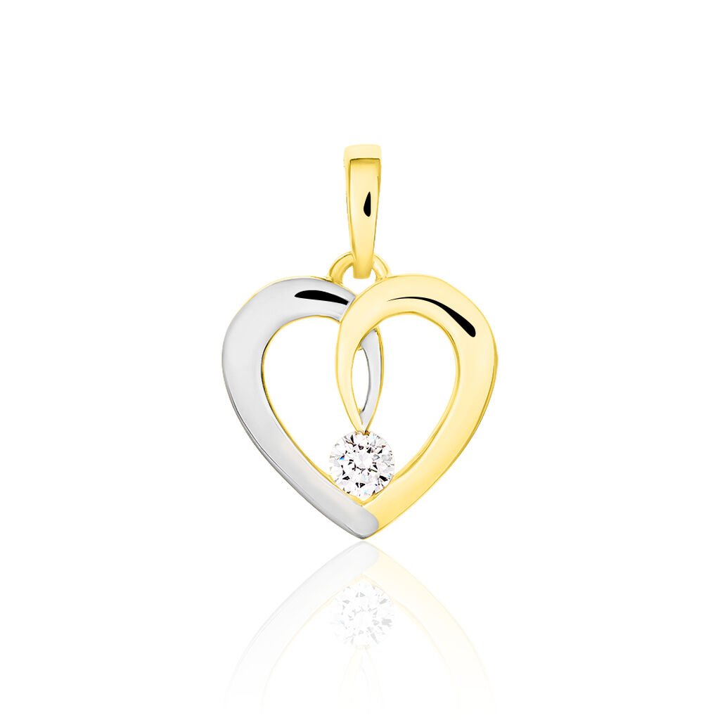 EUDOCIE HERZ 17 Damen Anhänger Gold Bicolor 333 (8 Karat) Zirkonia Weiß Herz, Anhänger mit Stein