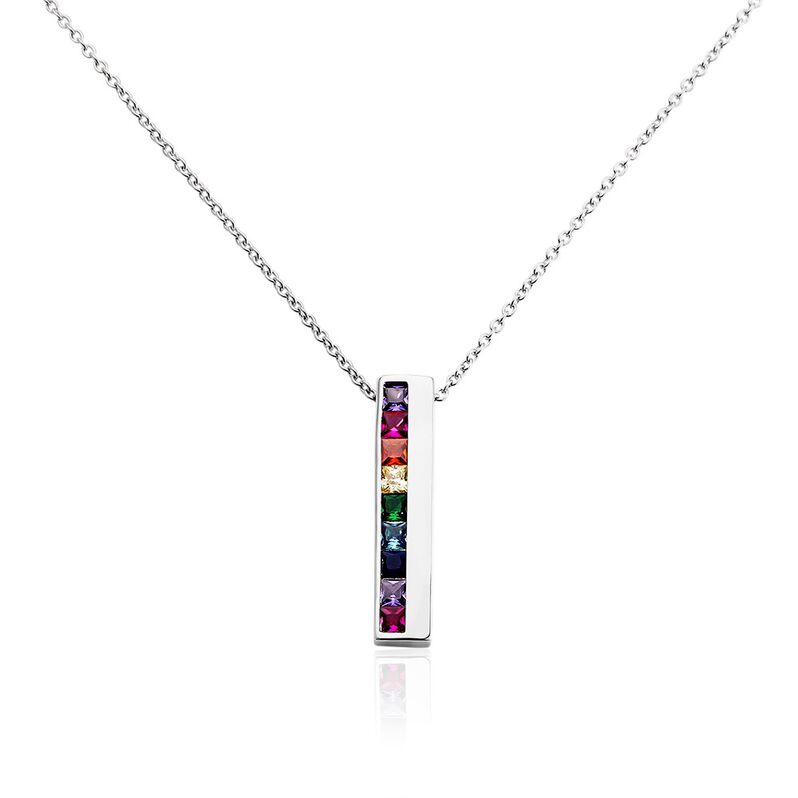 TRU Damen Collier Silber Silber 925 Zirkonia Violett 0,07 ct Barren - Halsketten Damen | OROVIVO