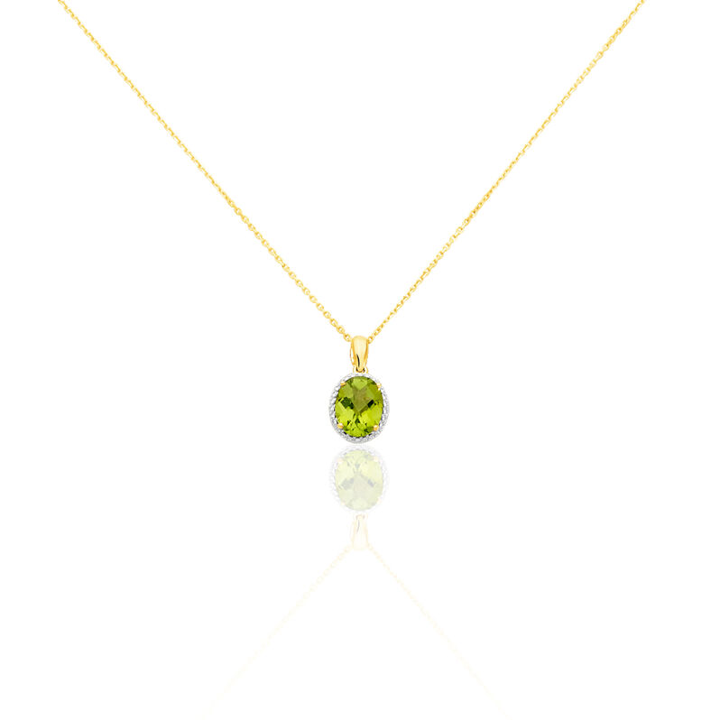 NAGA Damen Collier Gold 375 (9 Karat) Peridot Gr&uuml;n 2,15 ct Oval - Halsketten Damen | OROVIVO