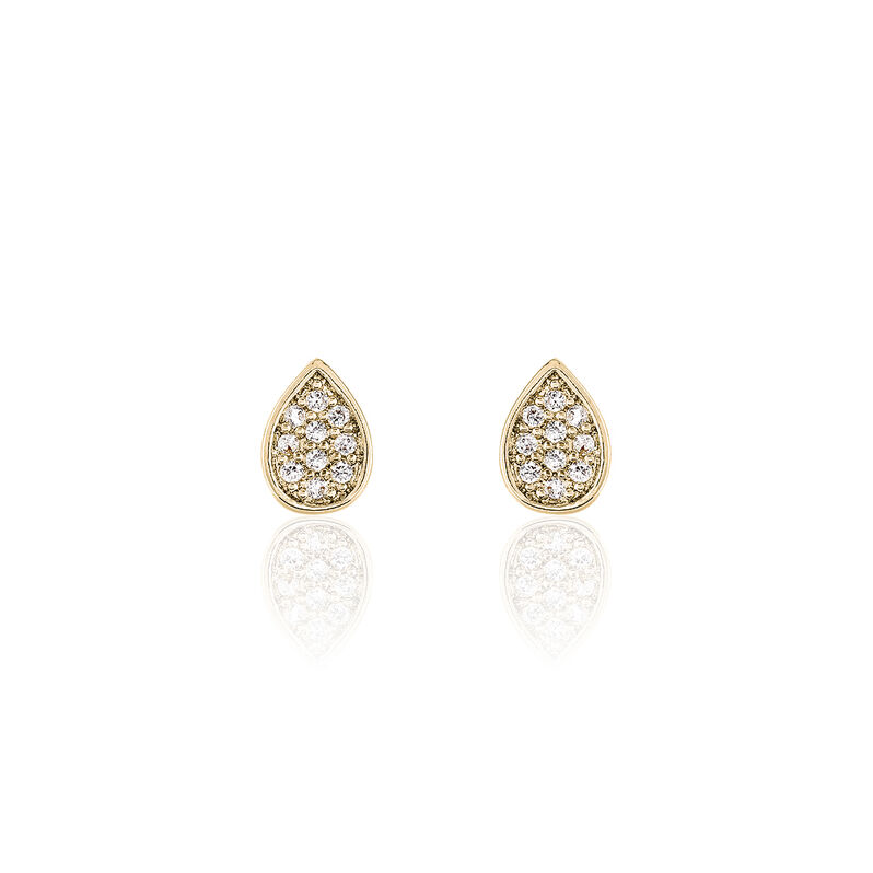 Boucles D'oreilles Puces Anne-benedicte Plaque Or Oxyde De Zirconium - Spannringe Damen | OROVIVO