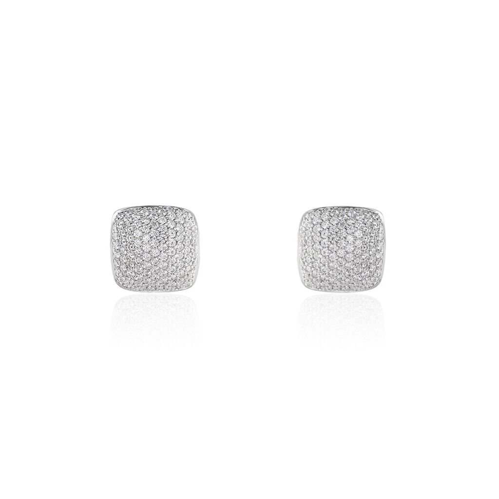 PAVINA Damen Ohrstecker Silber Silber 925 Zirkonia Weiß 0,05 ct Mandel, Ohrstecker mit Stein
