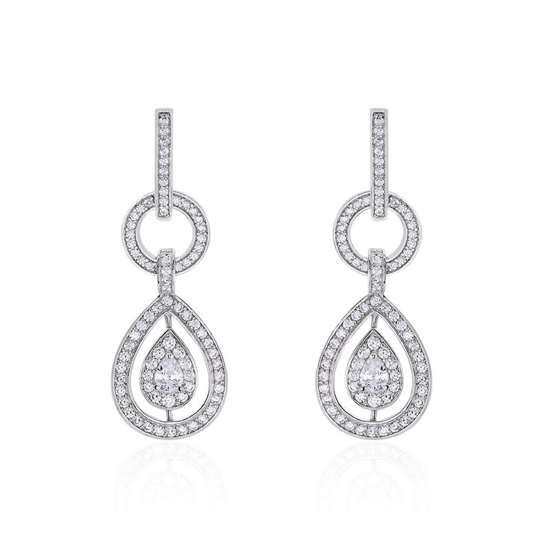 Boucles D'oreilles Argent Edwige Pendantes Gouttes Oxydes De Zirconium - Spannringe Damen | OROVIVO