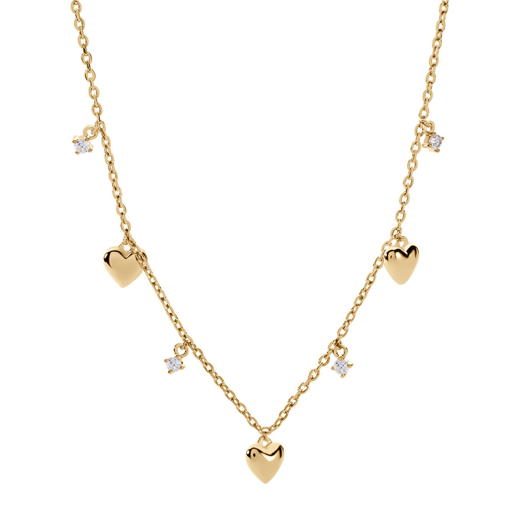 JAZMINE Damen Collier Vergoldet 750 Zirkonia Wei&szlig; Herz