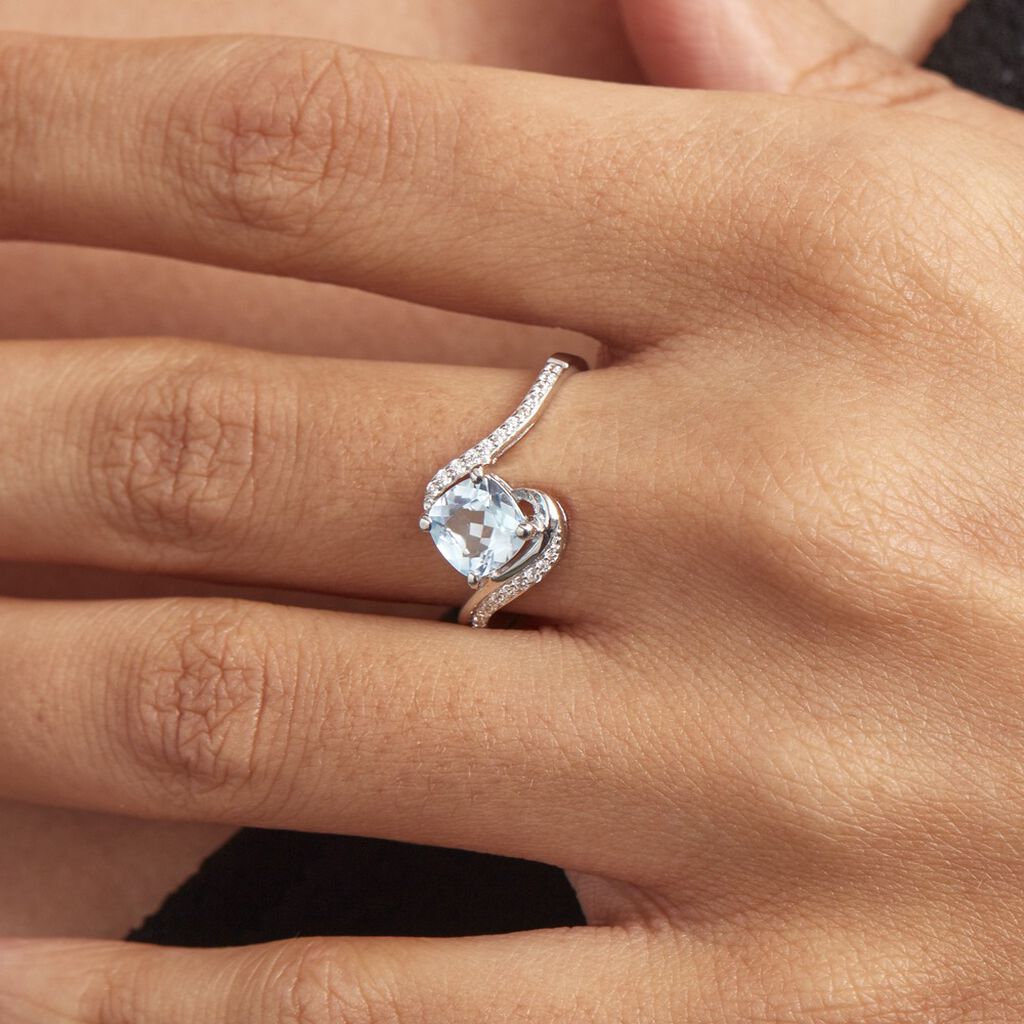 Bague Maria-serena Or Blanc Topaze Et Oxyde De Zirconium - Spannringe Damen | OROVIVO