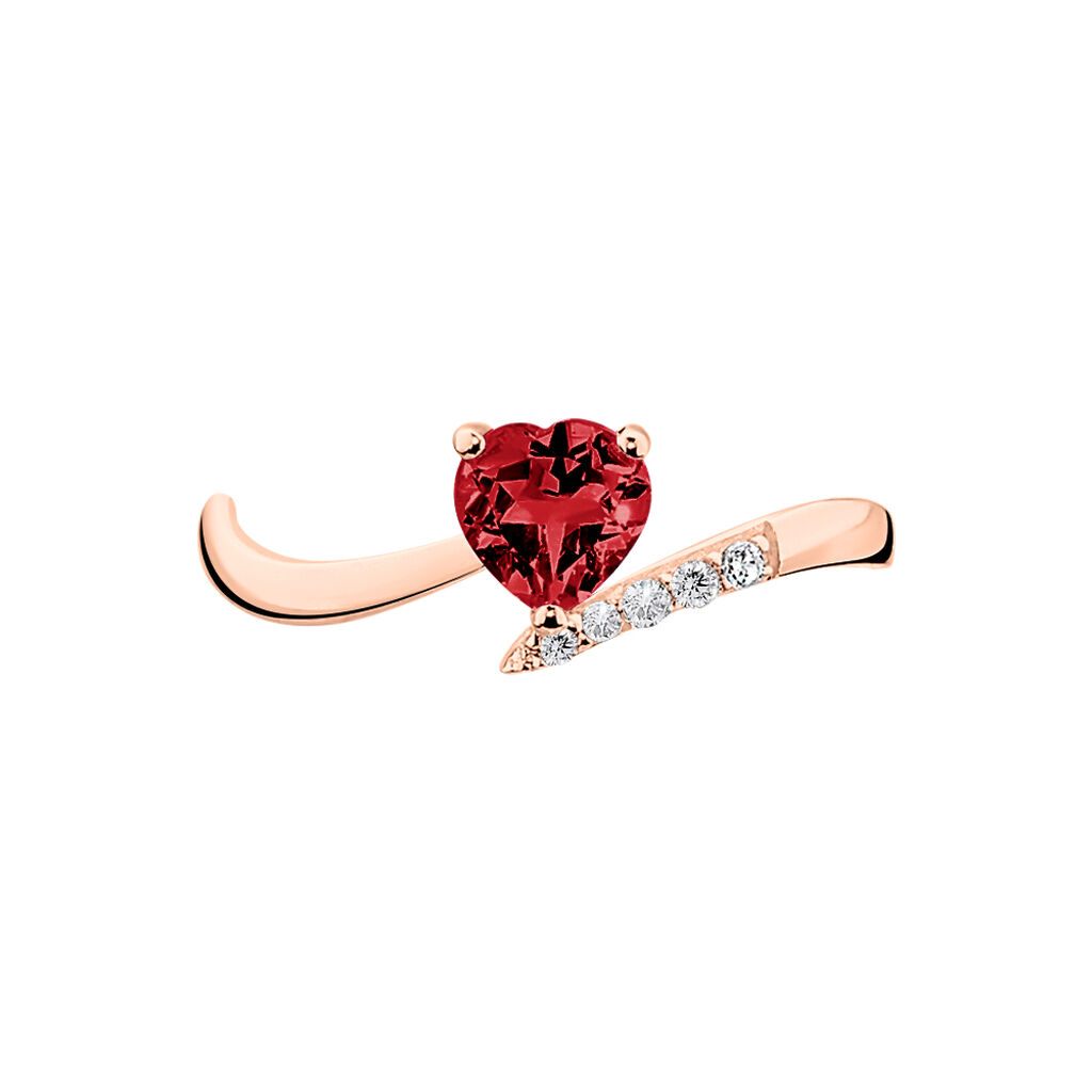 Bague Eva Or Rose Grenat Et Diamant - Spannringe Damen | OROVIVO